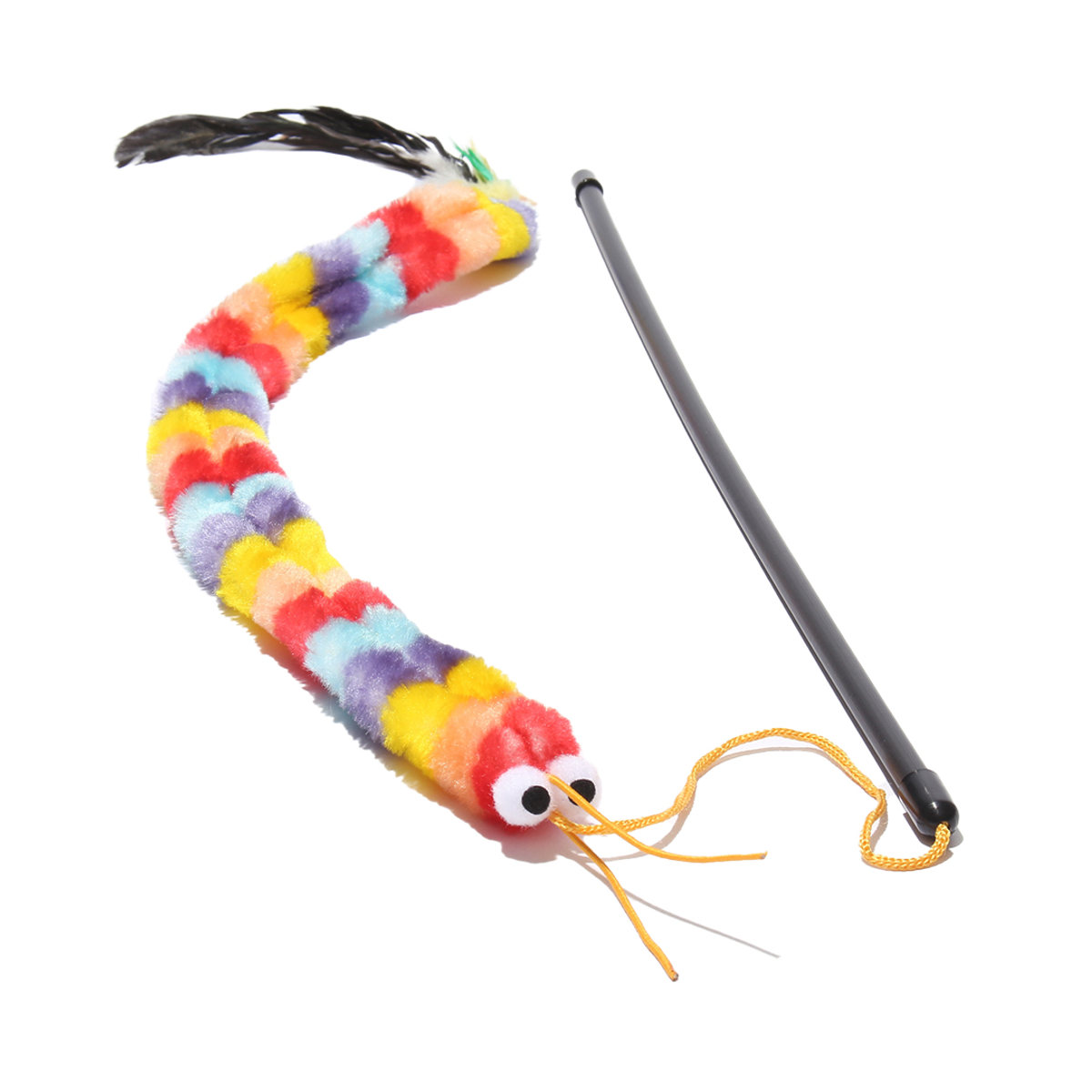 猫用おもちゃ ループ ロッディーズ ( ねこじゃらし 猫用 ペット用 ペットおもちゃ 釣り竿 遊び 運動不足 レインボー シマシマ柄 カラフル ペットトイ 運動 室内遊び ストレス発散 ペット用品 鈴無し )