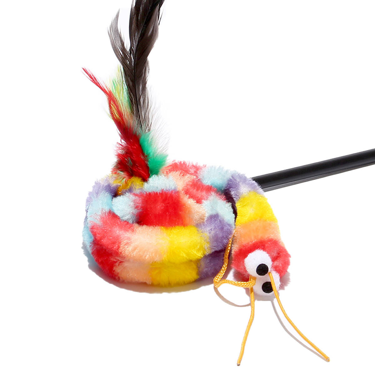 猫用おもちゃ ループ ロッディーズ ( ねこじゃらし 猫用 ペット用 ペットおもちゃ 釣り竿 遊び 運動不足 レインボー シマシマ柄 カラフル ペットトイ 運動 室内遊び ストレス発散 ペット用品 鈴無し )