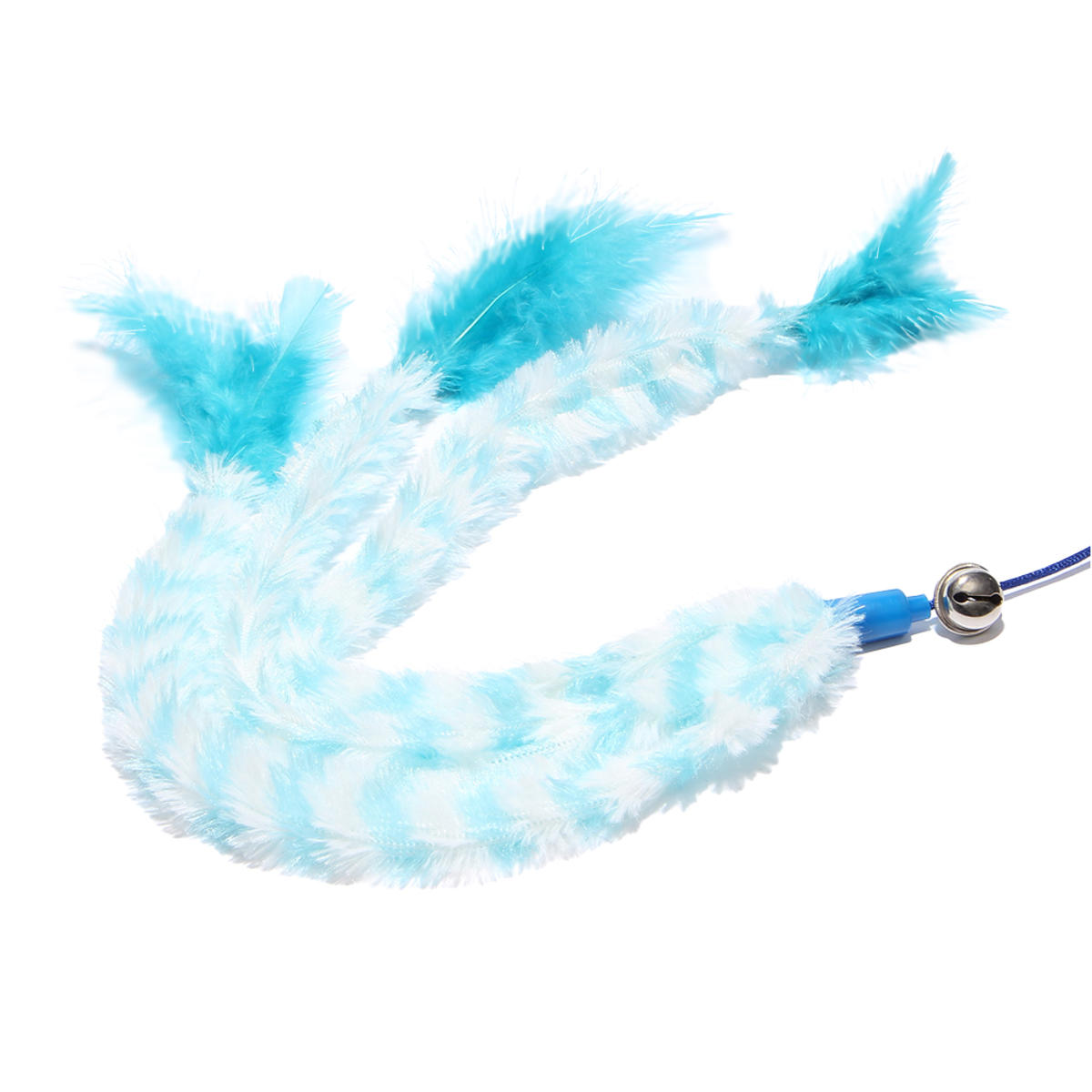 猫用おもちゃ ループ ロッディーズ トリプルフェザー ( ねこじゃらし 猫用 ペット用 ペットおもちゃ 釣り竿 遊び 運動不足 羽 ふわふわ ペットトイ 運動 室内遊び ストレス発散 ペット用品 鈴付き 鈴 ) 【ブルー】 ブルー