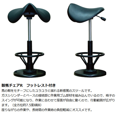 鞍馬チェア 座面高52.5~71.5cm フットレスト付き スイング 昇降式 スツール 日本製 ( 完成品 チェア イス 椅子 いす 腰かけ 高さ調節 背もたれなし 鞍型 揺れる カウンターチェア チェアー 乗馬 昇降 作業椅子 工場 キッチン )