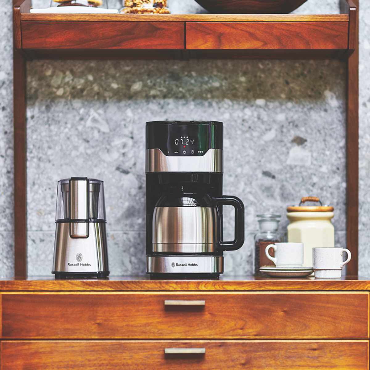 Russell Hobbs グランドリップ8カップ ( ラッセルホブス ドリップコーヒー ドリップ式 タイマー 保温 Coresゴールドフィルター おしゃれ シンプル 紙フィルター不要 ステンレスポット ステンレスサーバー )