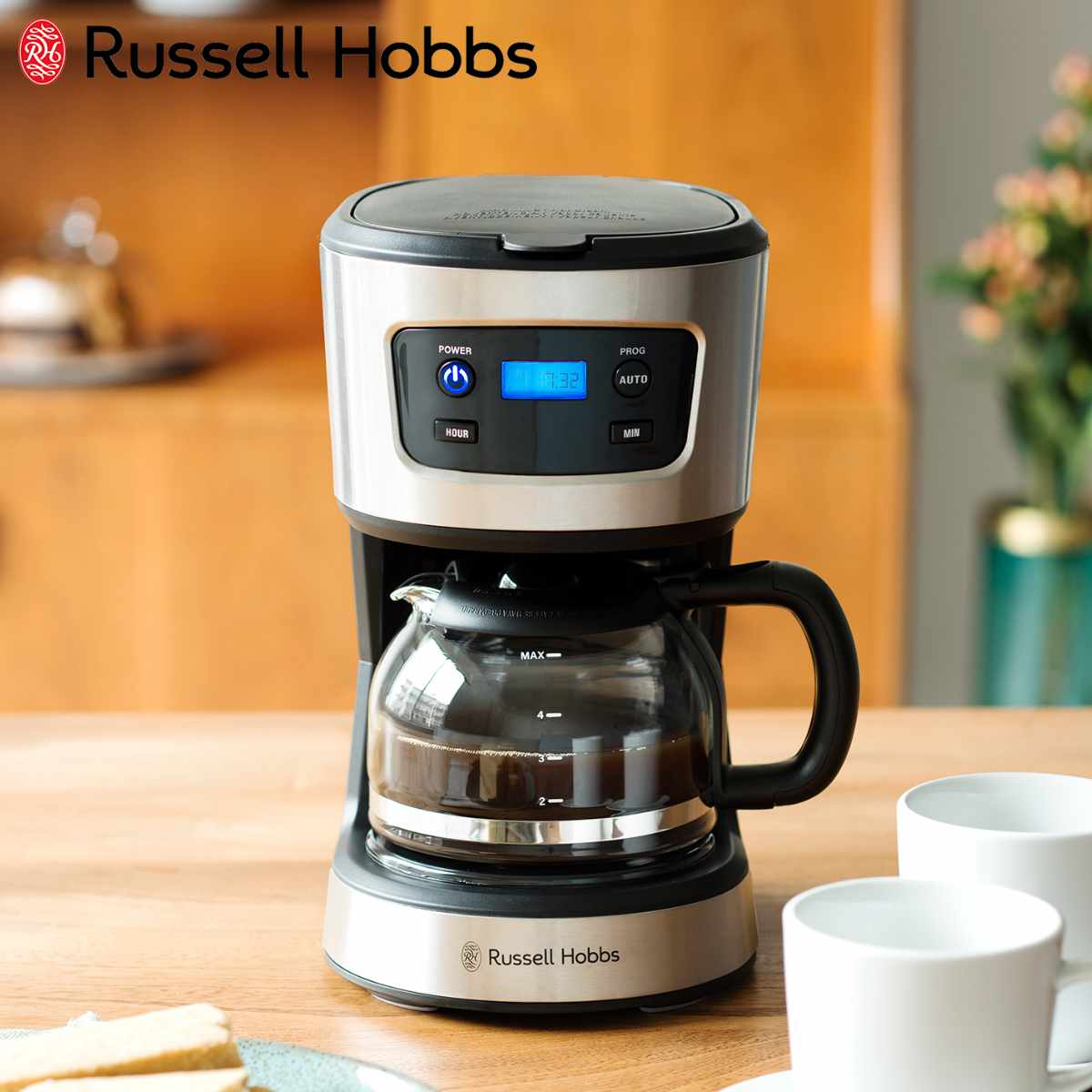 Russell Hobbs ベーシックドリップ ( ラッセルホブス ドリップコーヒー ドリップ式 保温 5杯750ml 紙フィルター不要 おしゃれ シンプル ガラスポット キッチン ステンレス ペーパーレス 目盛り付き )