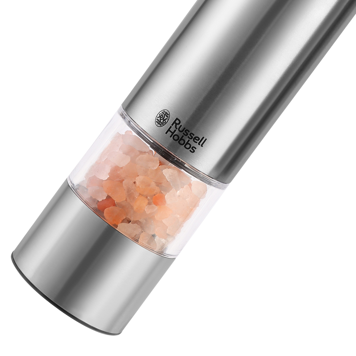 Russell Hobbs 電動ミル ミニ 2本セット 木製スタンド付き ソルト&ペッパーミル ( ラッセルホブス ミル 2個 電池式 ソルトミル ワンプッシュ セラミック刃 ウッドスタンド付き 小さめ 胡椒 岩塩 ) 【ブラック】 ブラック