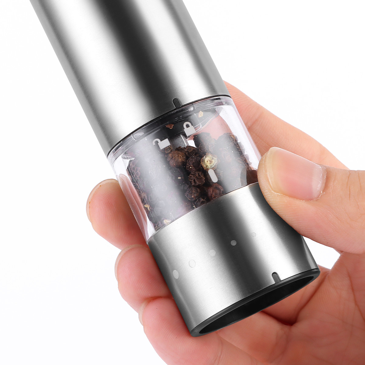 Russell Hobbs 電動ミル ミニ 2本セット 木製スタンド付き ソルト&ペッパーミル ( ラッセルホブス ミル 2個 電池式 ソルトミル ワンプッシュ セラミック刃 ウッドスタンド付き 小さめ 胡椒 岩塩 ) 【ブラック】 ブラック