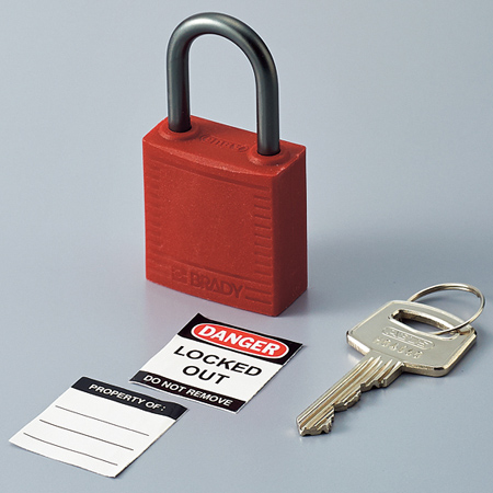 キーロック 南京錠 レッド 吊り部分25ミリ （ 安全用品 施錠 鍵 ）