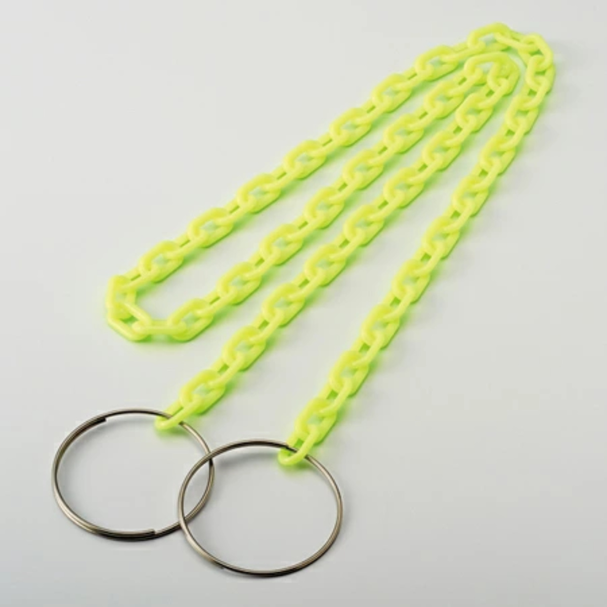 蛍光色チェーンバー 2m 蛍光グリーン リング付 ( プラチェーン チェイン 工事 カラーコーン用 )