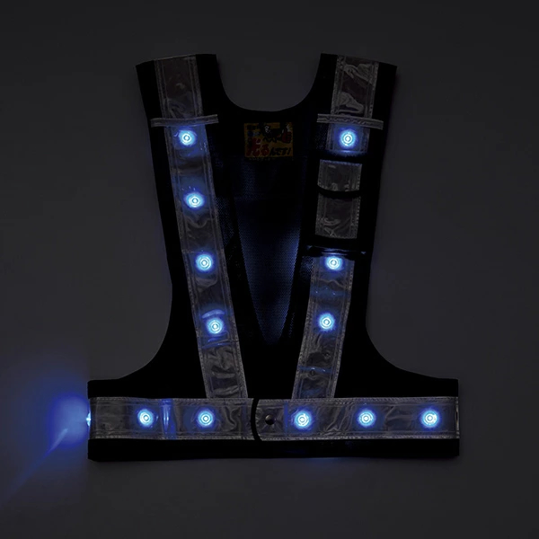 多機能LEDベスト 紺／白 LED発光色／青 （ 安全ベスト 安全用品