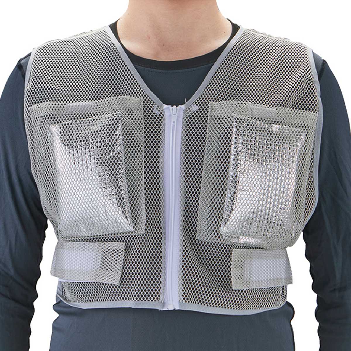 メッシュベスト 保冷剤付き フリーサイズ ( 冷却ベスト 暑さ対策 冷却 ベスト クールベスト アイスベスト 作業着 インナー メンズ レディース 保冷剤 暑さ 対策 グッズ )