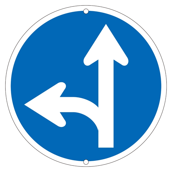 標識 道路標識 上下穴タイプ 無反射 「 指定方向外進行禁止 」 道路311−A左 日本製 （ 送料無料 道路 構内 スチール製 安全標識 安全 構