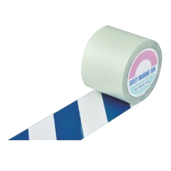 ガードテープ 白×青 100mm幅 20m テープ 日本製 （ 安全 区域 標示 粘着テープ 区画整理 線引き ライン引き 室内 床 対応 専用 ） - 4