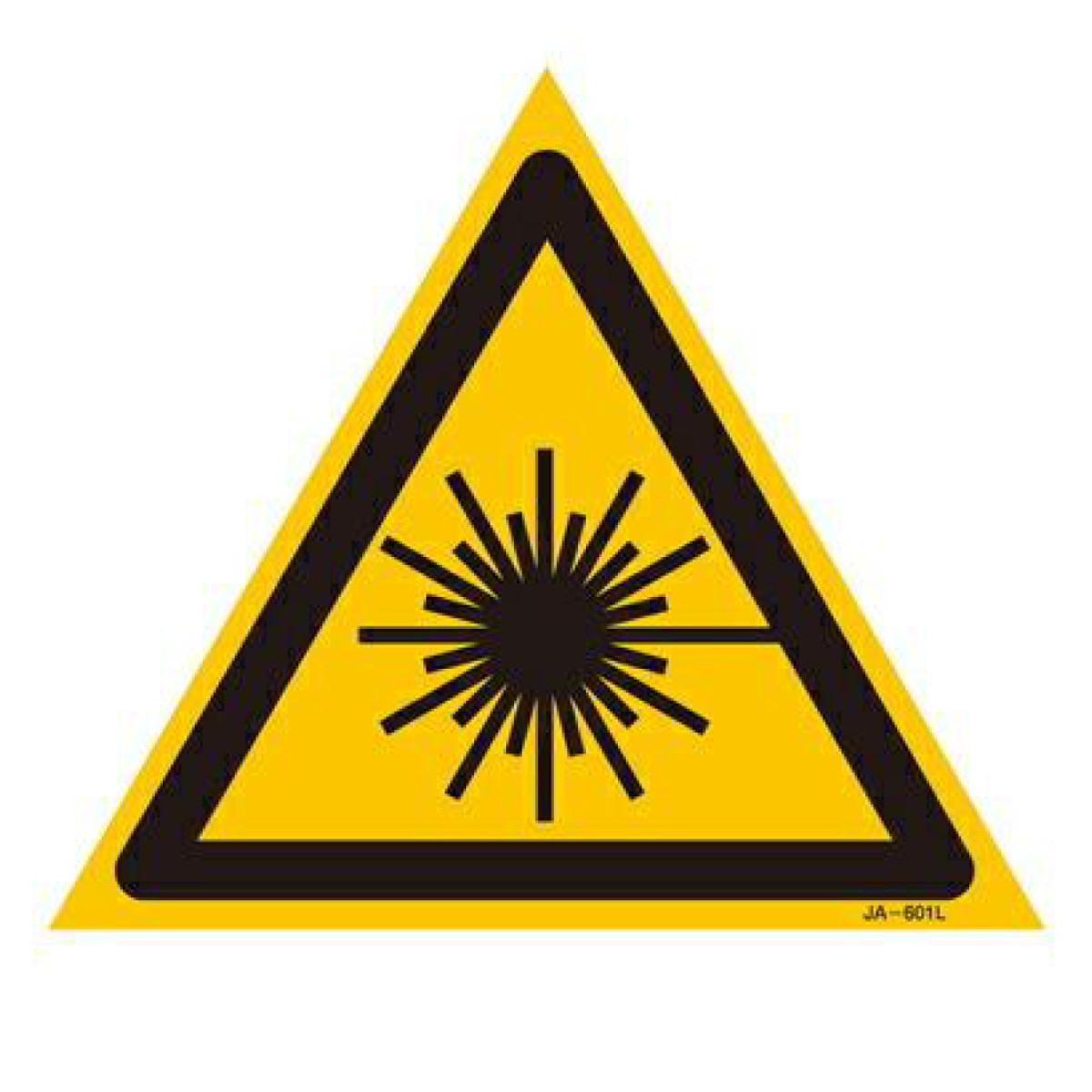 レーザ警告標識 Mサイズ 20cm辺三角 硬質塩ビ製 （ 安全標識 表示シール レーザ光 ステッカー シール ラベル シート プレート 看板 標識