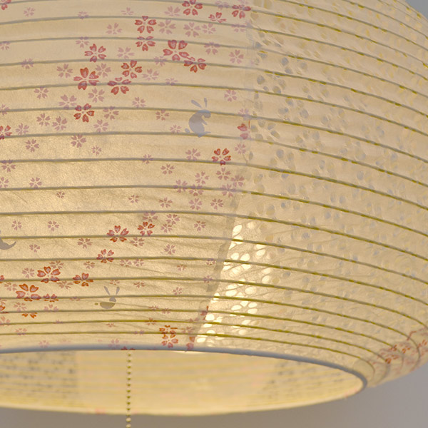 ペンダントライト 2灯 花うさぎピンク×小梅白 日本製 和風 天井照明 ( 照明 天井 和風照明 2灯式 和室 和モダン 照明器具 2灯ペンダント LED 電気 ペンダント照明 インテリア シーリングライト )