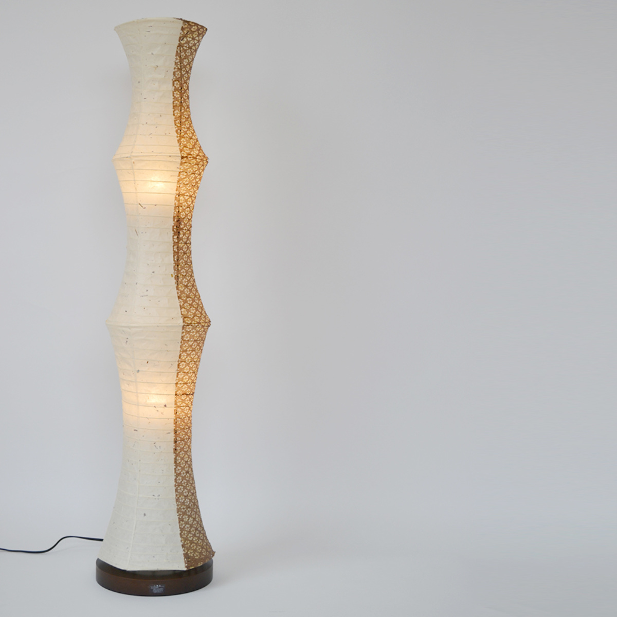 フロアライト 2灯 tower 和紙照明 極み麻葉×麻葉白 美濃粕紙×小梅茶 日本製 彩光デザイン ( 美濃和紙 照明 ライト 照明器具 間接照明 フロアランプ 和紙 大型 スタンド ) 【美濃粕紙×小梅茶】 美濃粕紙×小梅茶