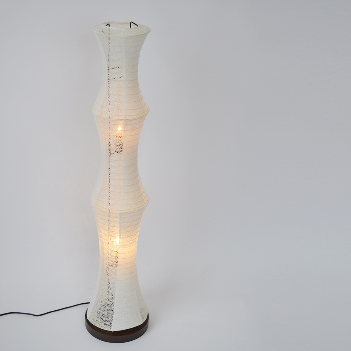 フロアライト 2灯 tower 和紙照明 極み麻葉×麻葉白 美濃粕紙×小梅茶 日本製 彩光デザイン ( 美濃和紙 照明 ライト 照明器具 間接照明 フロアランプ 和紙 大型 スタンド ) 【美濃粕紙×小梅茶】 美濃粕紙×小梅茶