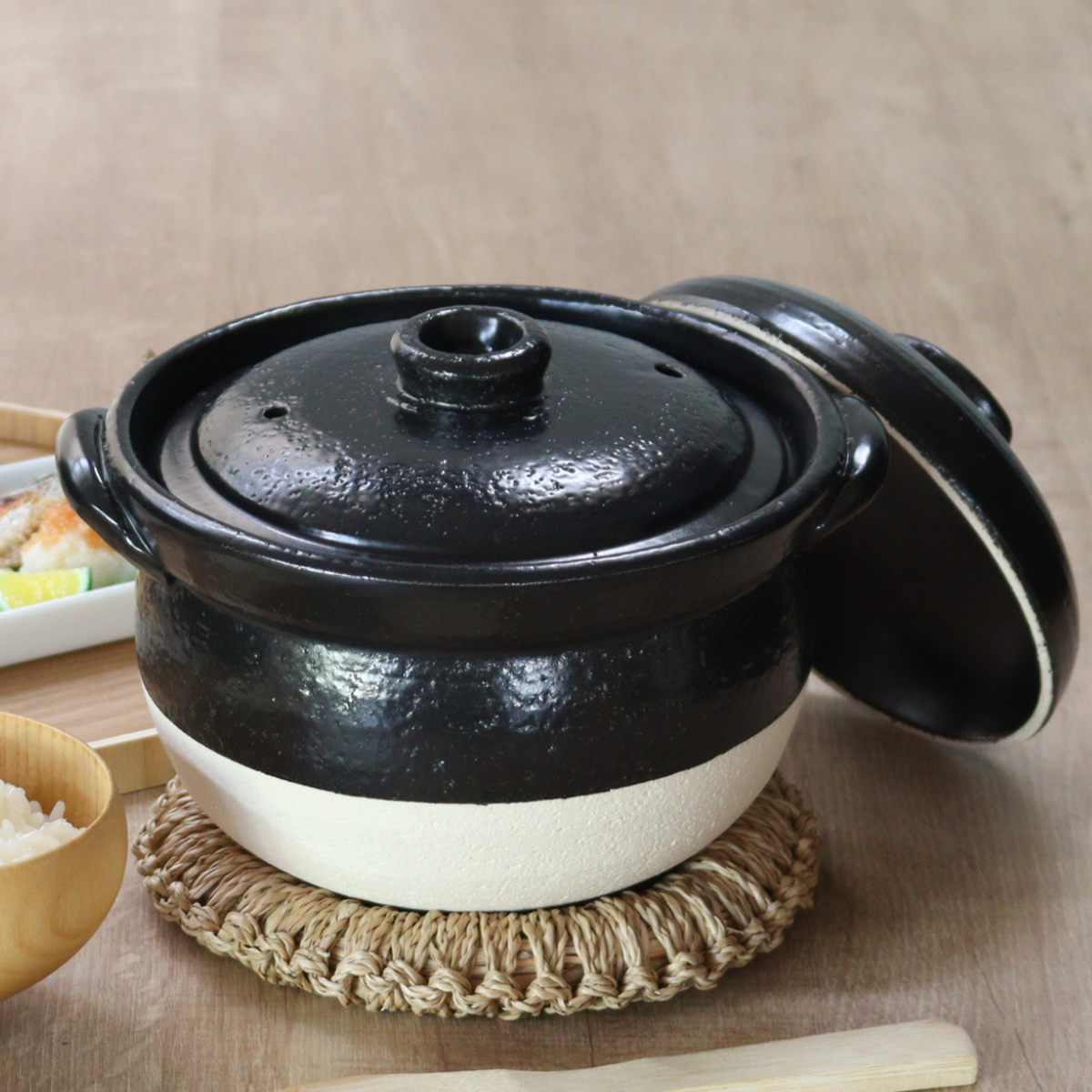 萬古焼　華月　三合だき　黒い陶器製土鍋 蓋付き 萬古焼 華月 三合だき 黒い陶器製土鍋 蓋付き Amazon｜華