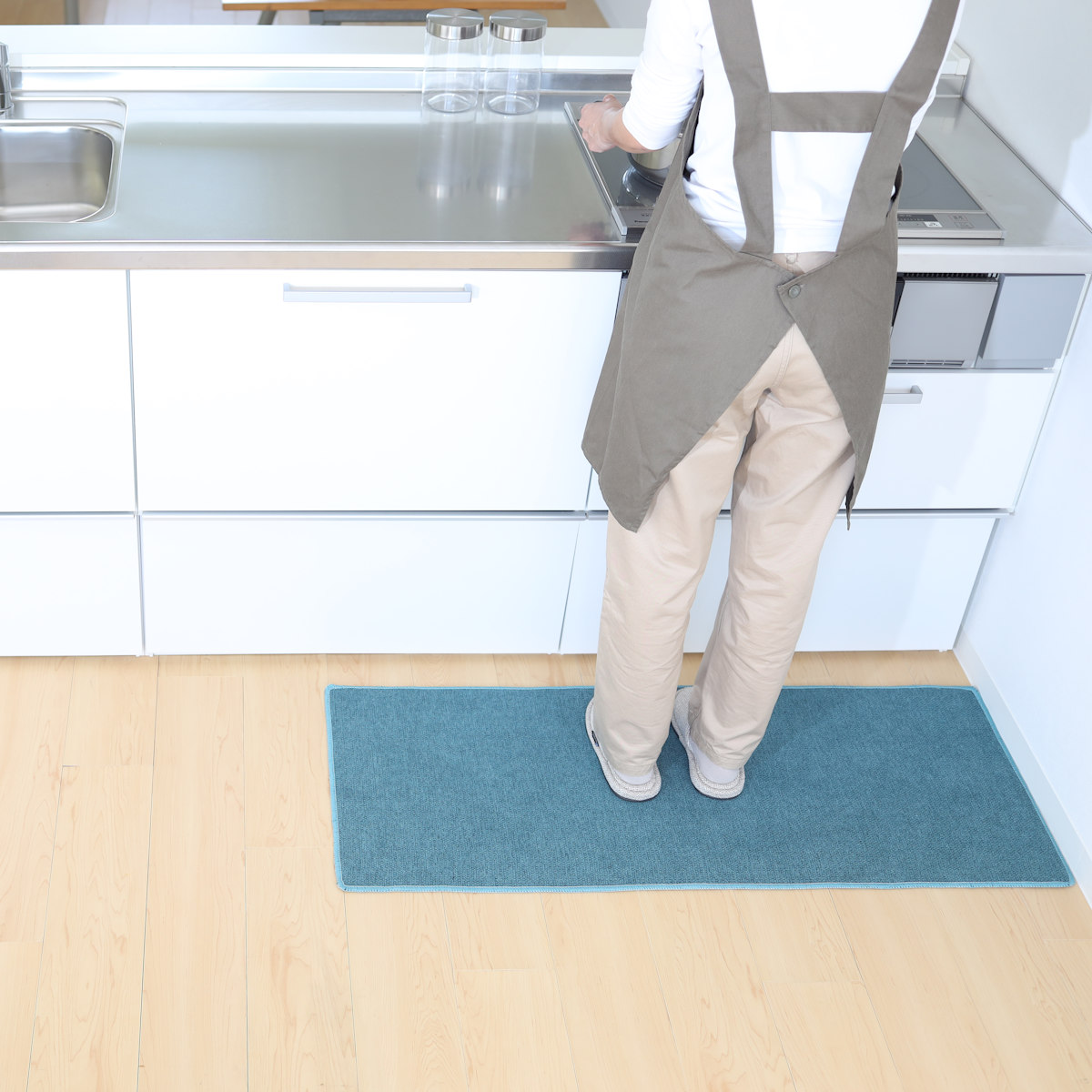 キッチンマット PallyPally 47×120cm 撥水加工 洗濯機可 ( マット キッチンラグ インテリアマット 台所マット 水に強い 洗える 薄手 マルチマット 玄関マット ラグマット 玄関 室内 ラグ 滑り止め加工 撥水 拭ける ひとり暮らし ) 【グレー】 グレー