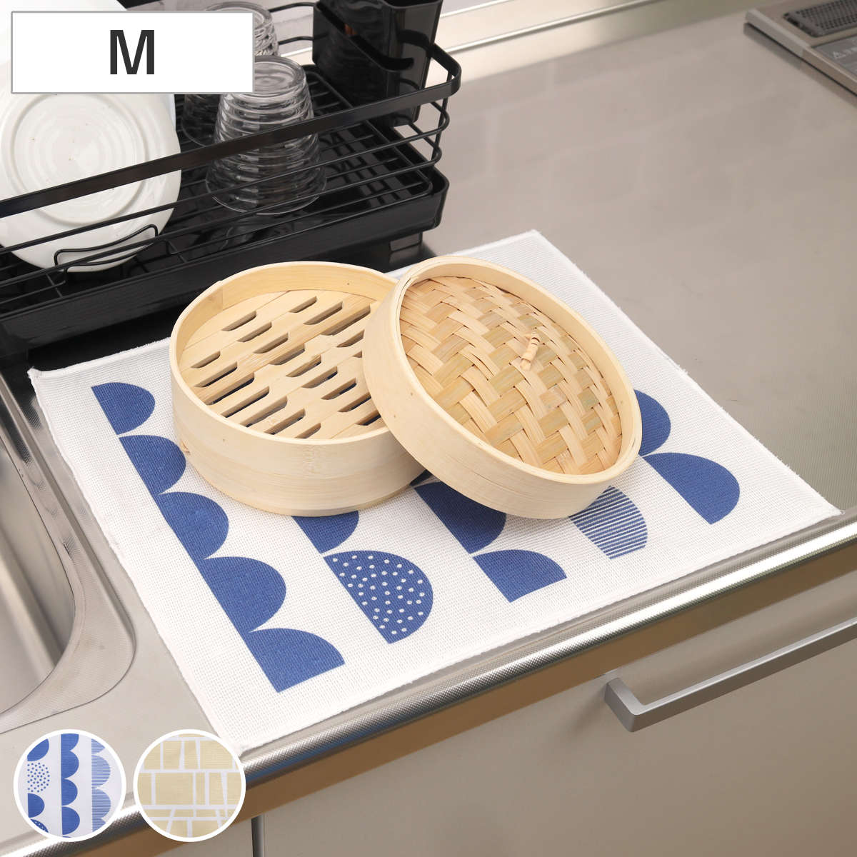 水切りマット 食器乾燥マット 33×40cm 速乾 （ 吸水マット 吸水水切りマット 水切り用マット ディッシュマット 吸水 2層 キッチン用吸水マット キッチンマット ドライマット ドライングマット 乾燥 水切り 水切り用品 ） 【ブルー】