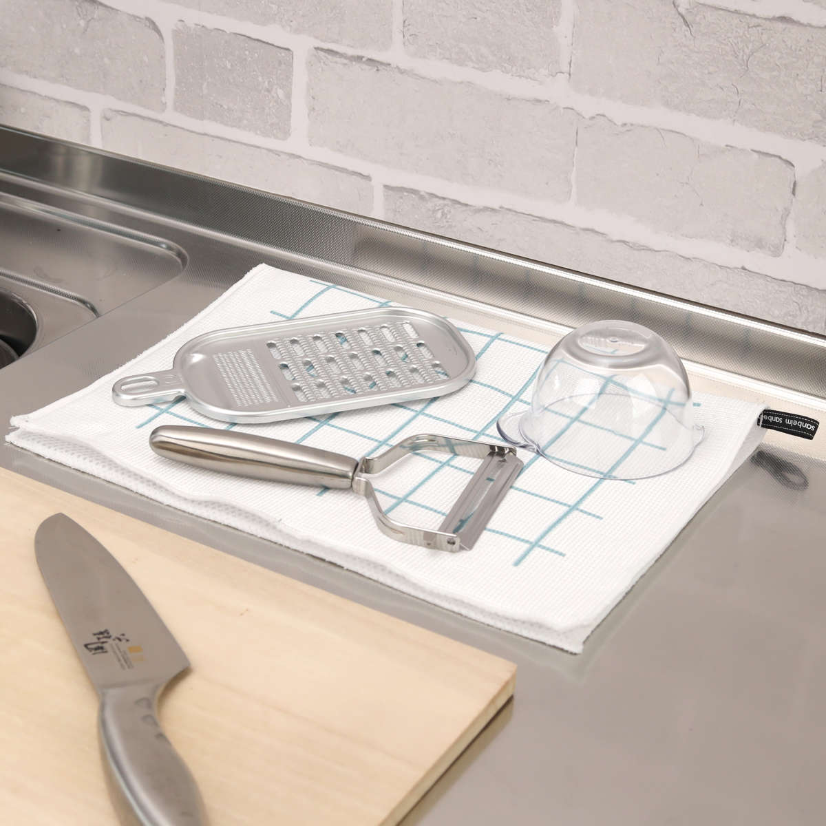水切りマット 食器乾燥マット 33×50cm 速乾 ( 吸水マット 吸水水切りマット 水切り用マット ディッシュマット 吸水 2層 キッチン用吸水マット キッチンマット ドライマット ドライングマット 乾燥 水切り 大判 水切り用品 ) 【ライトブルー】 ライトブルー