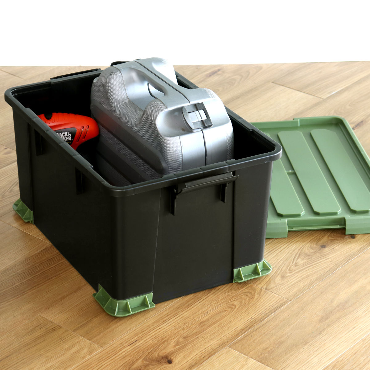 収納ボックス Nタフコンプラス ATCP-53-30 フタ付き 幅39×奥行53×高さ30cm ( 収納ケース 頑丈 収納 工具箱 コンテナ 丈夫 積み重ね ロック付き 日本製 屋外 スタッキング プラスチック ボックス ケース BOX アウトドア 小物 )