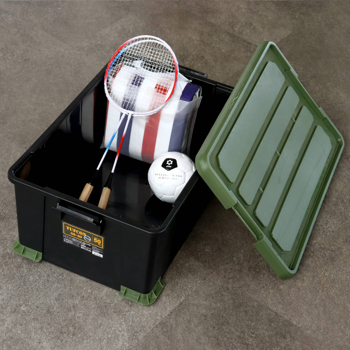 収納ボックス 3個セット Nタフコンプラス ATCP-66-30 フタ付き 幅44×奥行66×高さ30cm ( 収納ケース 頑丈 収納 工具箱 コンテナ 丈夫 ロック付き 日本製 屋外 積み重ね スタッキング プラスチック ボックス ケース アウトドア )