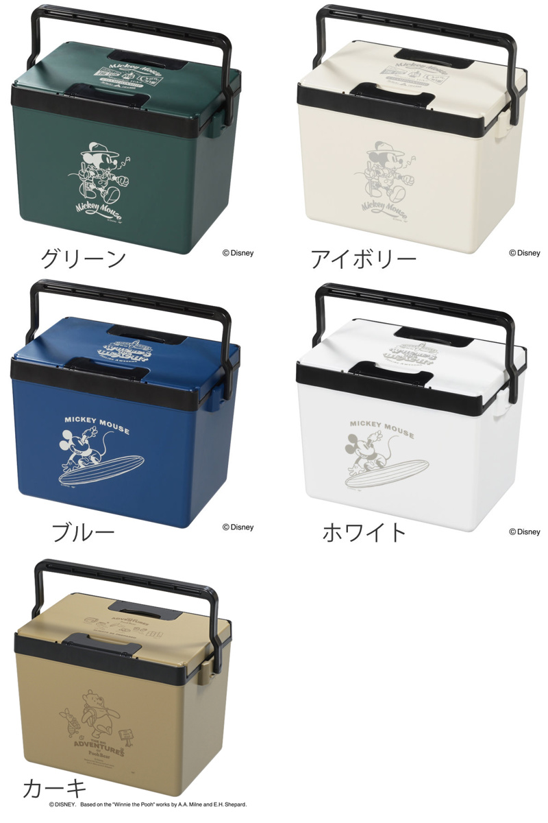 クーラーボックス 12L ディズニークールボックス2 ミッキー プーさん ( ディズニー Disney ミッキーマウス くまのプーさん 保冷 クーラーBOX 保冷ボックス キャンプ アウトドア ハンドル付き ショルダーベルト付き 日本製 ) 【アイボリー】 アイボリー