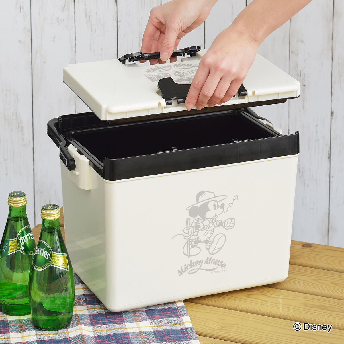クーラーボックス 12L ディズニークールボックス2 ミッキー プーさん ( ディズニー Disney ミッキーマウス くまのプーさん 保冷 クーラーBOX 保冷ボックス キャンプ アウトドア ハンドル付き ショルダーベルト付き 日本製 ) 【アイボリー】 アイボリー