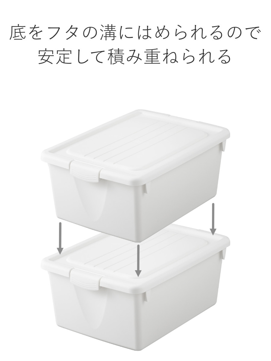 収納ボックス ハコス Mサイズ ふた付き 棚上 ( 収納ケース 収納BOX ボックス ケース 箱 ハコ クローゼット 収納 衣類 おもちゃ箱 プラスチック おもちゃ 玩具 収納用品 ぬいぐるみ 重ねる 重なる ) 【クリアホワイト】 クリアホワイト
