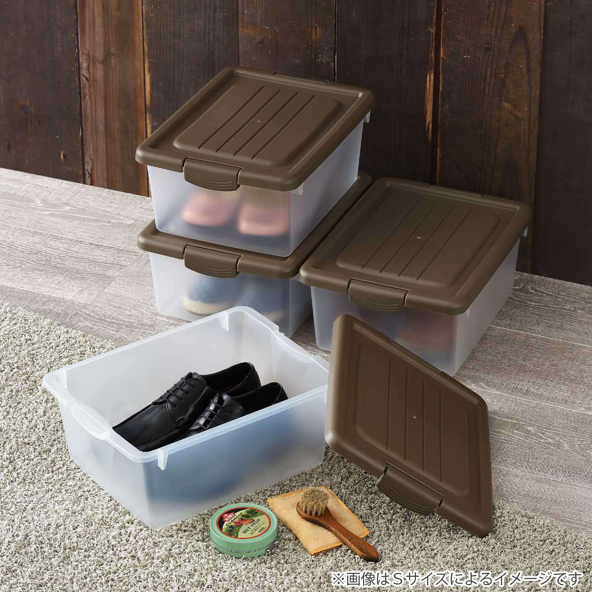 収納ボックス ハコス Mサイズ ふた付き 棚上 ( 収納ケース 収納BOX ボックス ケース 箱 ハコ クローゼット 収納 衣類 おもちゃ箱 プラスチック おもちゃ 玩具 収納用品 ぬいぐるみ 重ねる 重なる ) 【クリアホワイト】 クリアホワイト