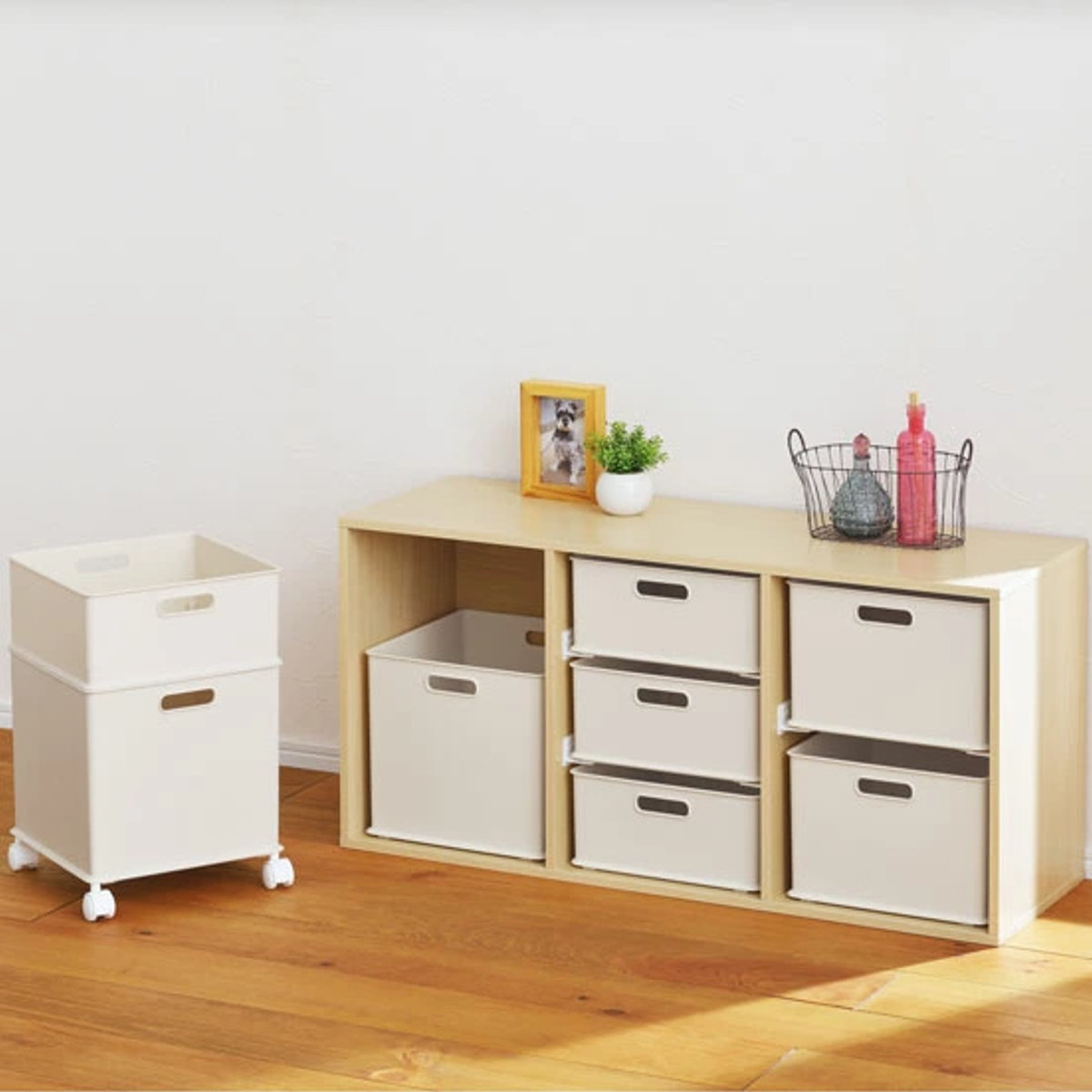 カラーボックス 横置き インナーボックス 収納 1/3 ナチュラ インボックス プラスチック 日本製 ( 収納ボックス 収納ケース ボックス 引き出し スタッキング 積み重ね BOX おもちゃ収納 小物ケース 小物入れ 小物収納 持ち手付き ) 【グレー】 グレー