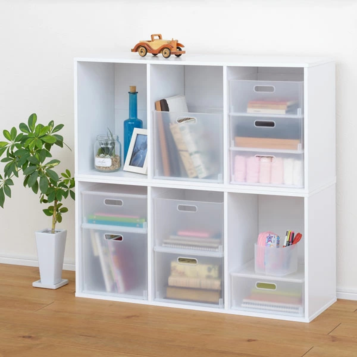 カラーボックス 横置き インナーボックス 収納 ハーフ ナチュラ インボックス プラスチック 日本製 ( 収納ボックス 収納ケース ボックス スタッキング 引き出し 積み重ね BOX おもちゃ収納 小物ケース 小物収納 持ち手付き ) 【グレー】 グレー