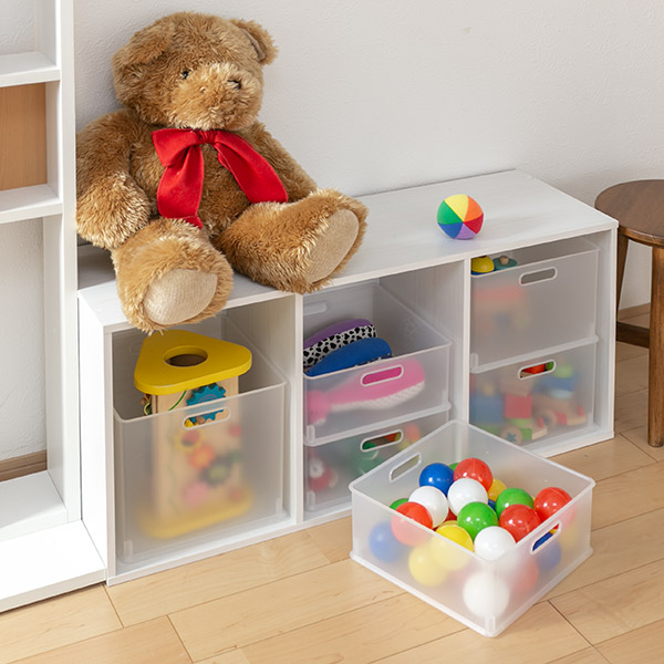 カラーボックス 横置き インナーボックス 収納 ハーフ 2個セット ナチュラ インボックス プラスチック 日本製 ( 収納ボックス 収納ケース スタッキング 積み重ね ボックス おもちゃ収納 小物ケース 小物入れ 小物収納 持ち手付き ) 【クリア】 クリア