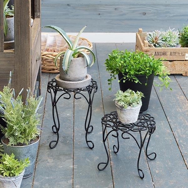 プランター スタンド ココハル のせるんですスタンド 高さ18cm フラワースタンド ガーデニング用品 ( 花台 鉢置き 園芸 鉢台 庭 ベランダ テラス エントランス ガーデニング 通気性 害虫予防 水はけ スチール製 アンティーク風 )