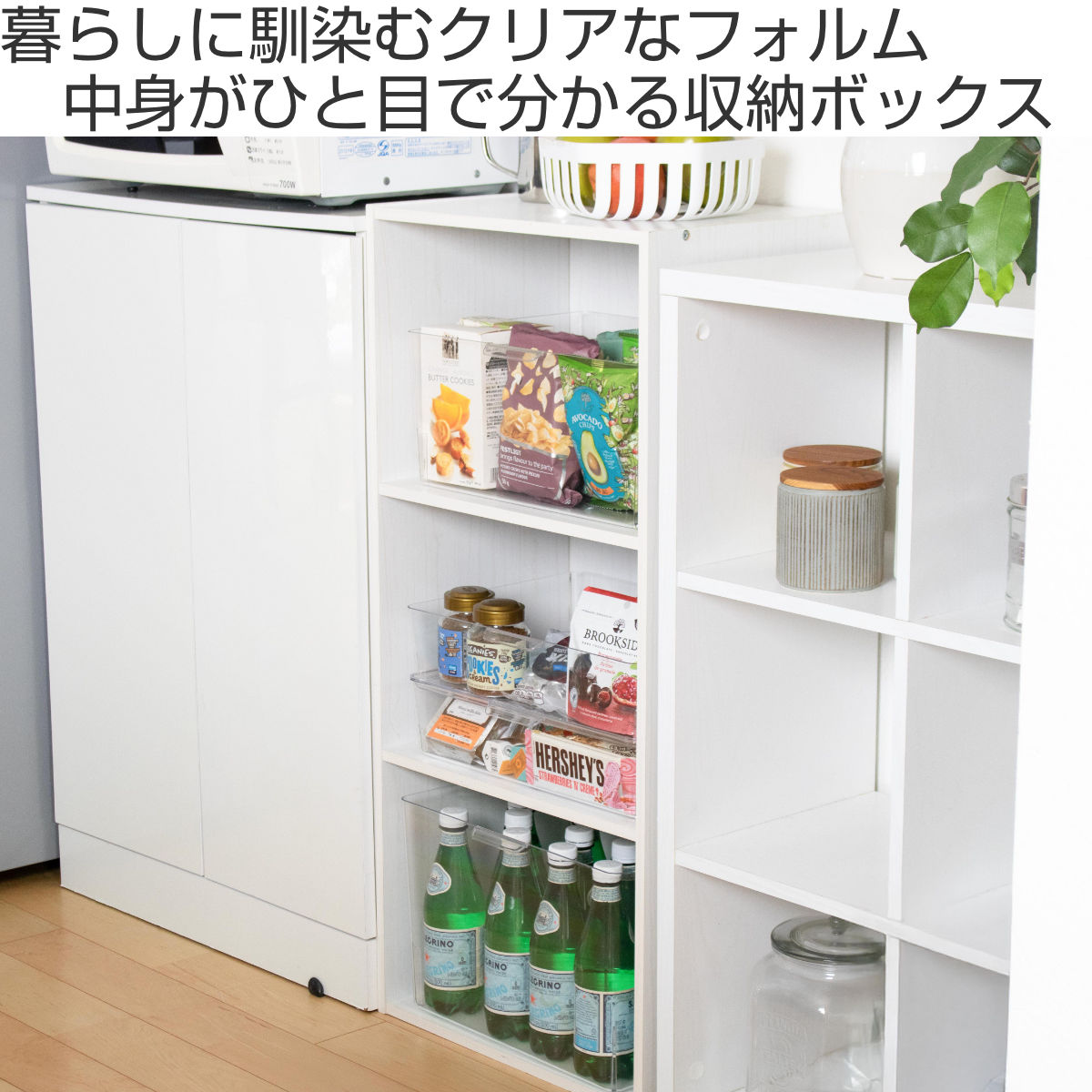 収納ボックス スケルトンボックス S クリア 幅35×奥行28.4×高さ8.6cm ( 収納ケース 収納 小物収納 小物入れ プラスチック 透明 見せる収納 キッチン リビング クローゼット収納 ケース ボックス スタッキング )