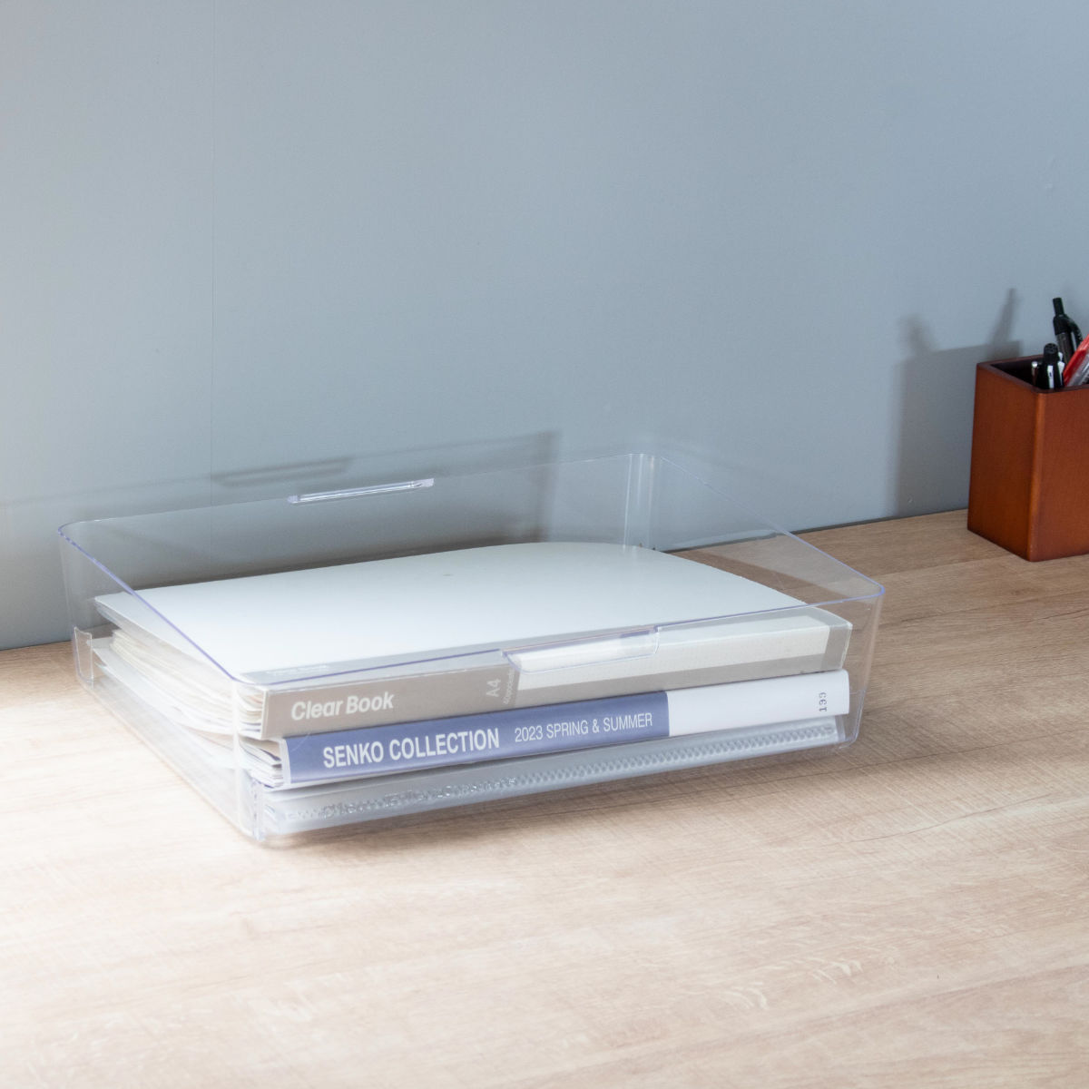 収納ボックス スケルトンボックス S クリア 幅35×奥行28.4×高さ8.6cm ( 収納ケース 収納 小物収納 小物入れ プラスチック 透明 見せる収納 キッチン リビング クローゼット収納 ケース ボックス スタッキング )