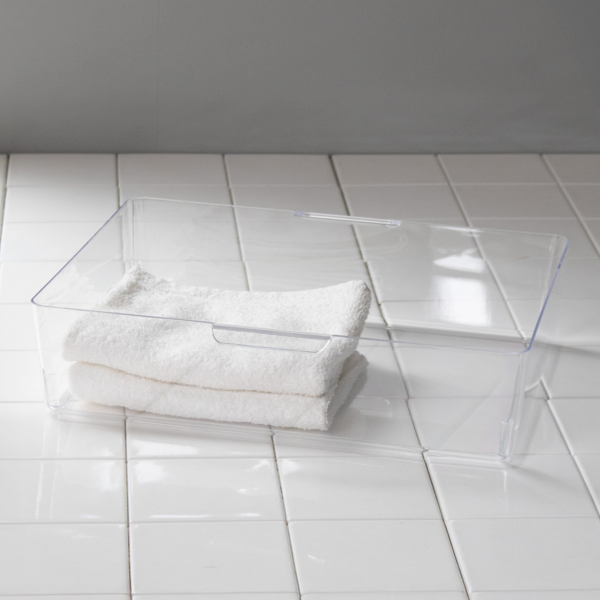 収納ボックス スケルトンボックス S クリア 幅35×奥行28.4×高さ8.6cm ( 収納ケース 収納 小物収納 小物入れ プラスチック 透明 見せる収納 キッチン リビング クローゼット収納 ケース ボックス スタッキング )