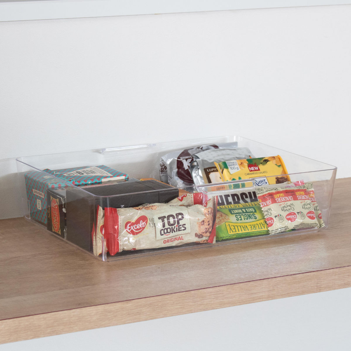 収納ボックス スケルトンボックス S クリア 幅35×奥行28.4×高さ8.6cm ( 収納ケース 収納 小物収納 小物入れ プラスチック 透明 見せる収納 キッチン リビング クローゼット収納 ケース ボックス スタッキング )