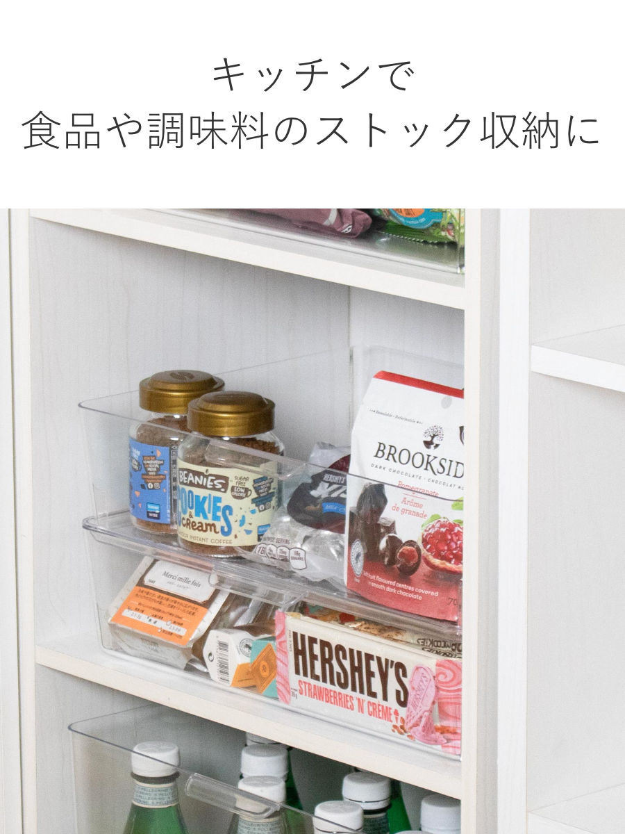 収納ボックス スケルトンボックス S クリア 幅35×奥行28.4×高さ8.6cm ( 収納ケース 収納 小物収納 小物入れ プラスチック 透明 見せる収納 キッチン リビング クローゼット収納 ケース ボックス スタッキング )