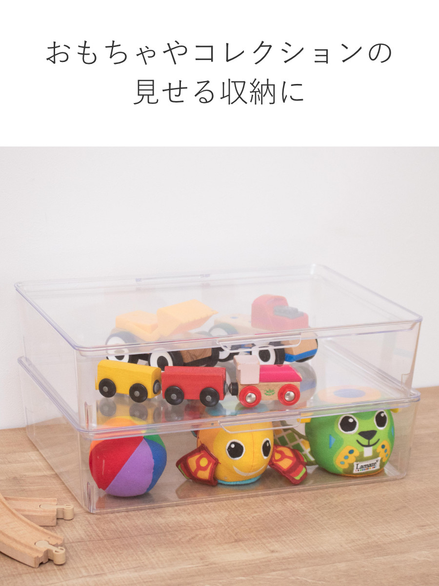 収納ボックス スケルトンボックス S クリア 幅35×奥行28.4×高さ8.6cm ( 収納ケース 収納 小物収納 小物入れ プラスチック 透明 見せる収納 キッチン リビング クローゼット収納 ケース ボックス スタッキング )