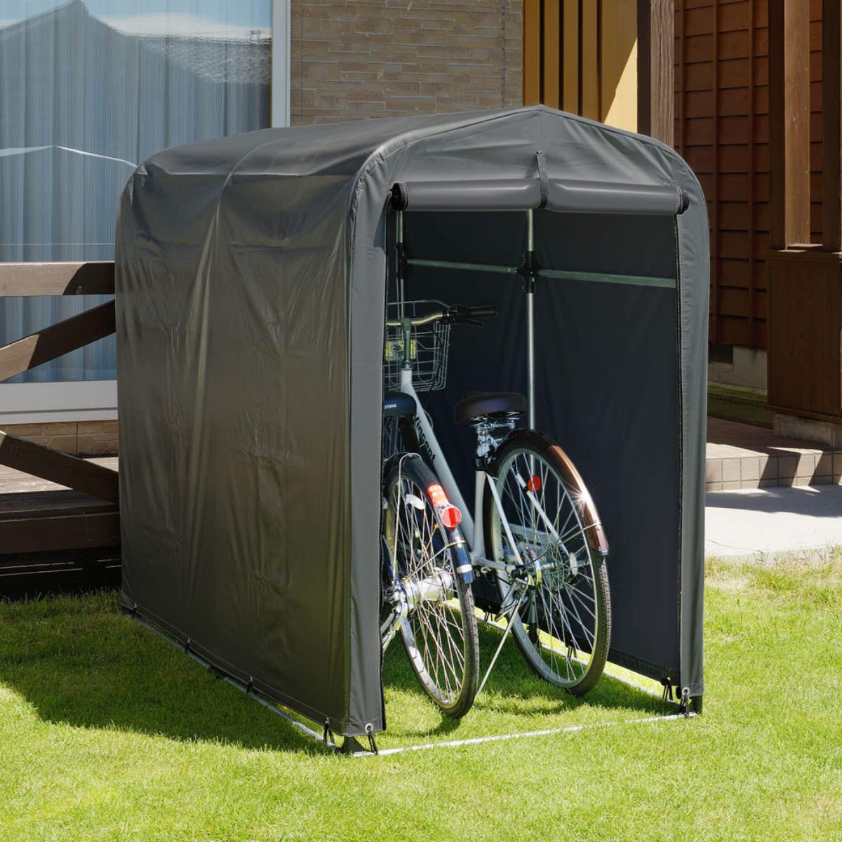 ガレージ 簡易万能ガレージ S PVC 幅99cm ( 法人限定 簡易ガレージ 自転車 ファスナー開閉式 自転車置き 2台 簡易物置 自転車ガレージ 屋外収納 駐輪 サイクルポート サンカ )