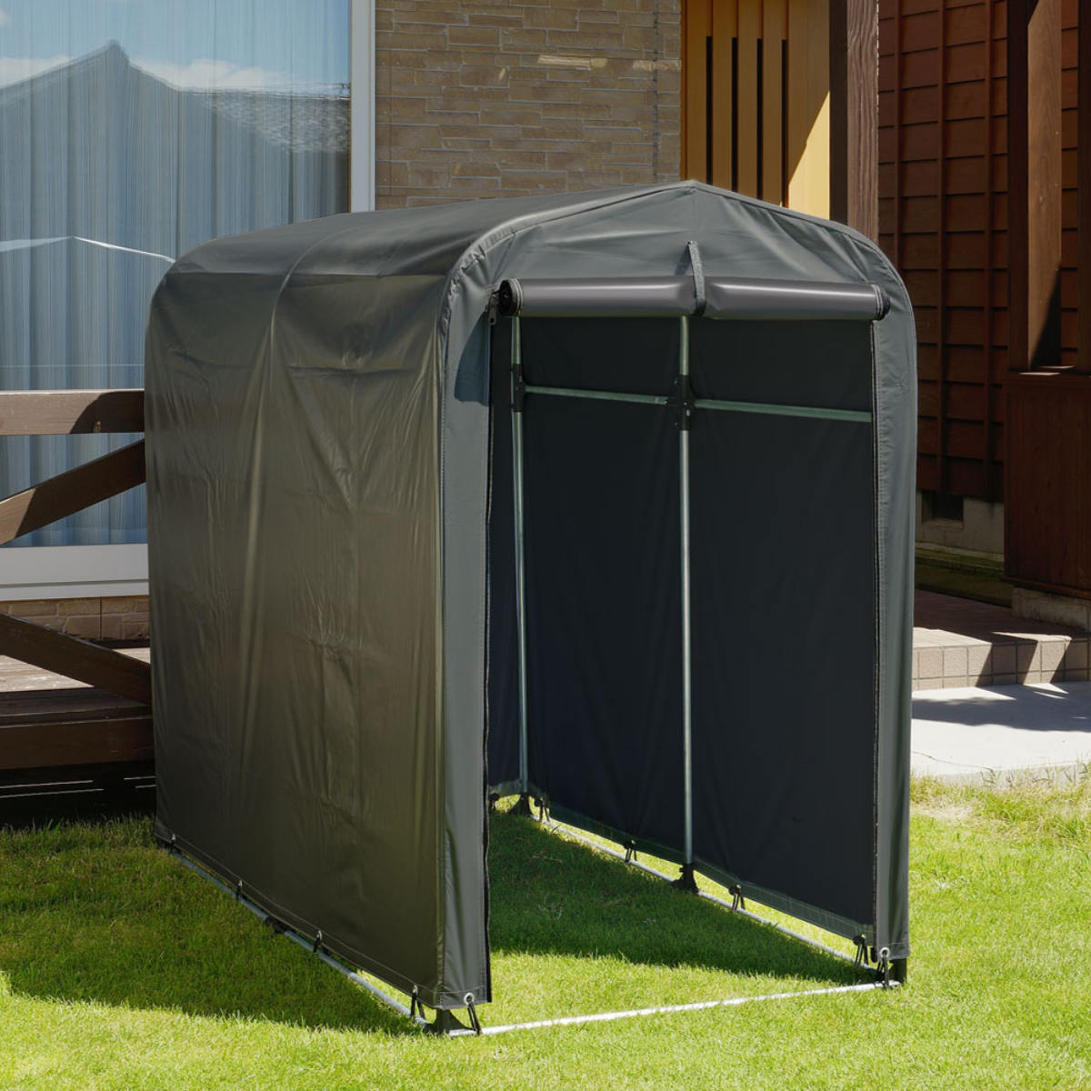 ガレージ 簡易万能ガレージ S PVC 幅99cm ( 法人限定 簡易ガレージ 自転車 ファスナー開閉式 自転車置き 2台 簡易物置 自転車ガレージ 屋外収納 駐輪 サイクルポート サンカ )