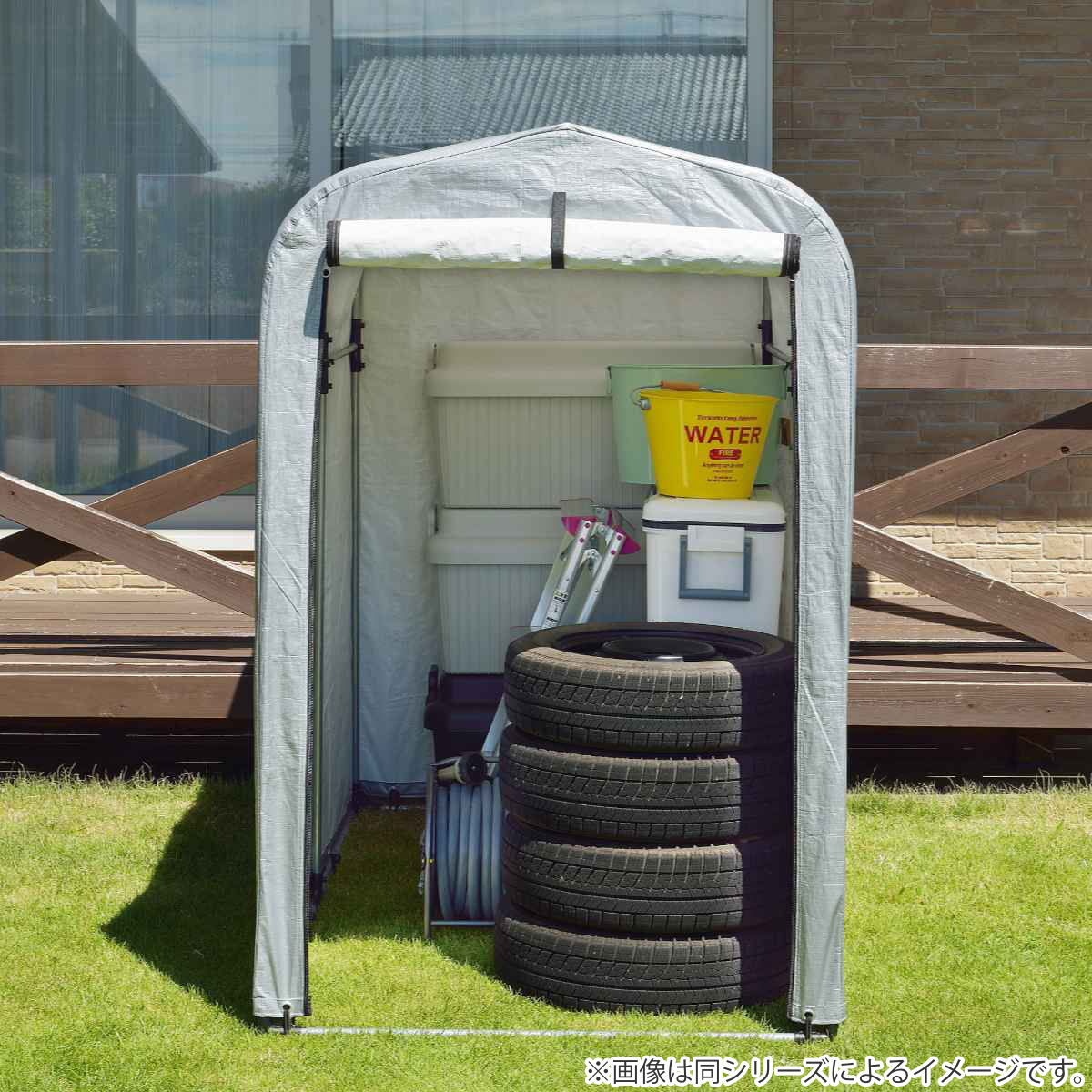 ガレージ 簡易万能ガレージ S PVC 幅99cm ( 法人限定 簡易ガレージ 自転車 ファスナー開閉式 自転車置き 2台 簡易物置 自転車ガレージ 屋外収納 駐輪 サイクルポート サンカ )