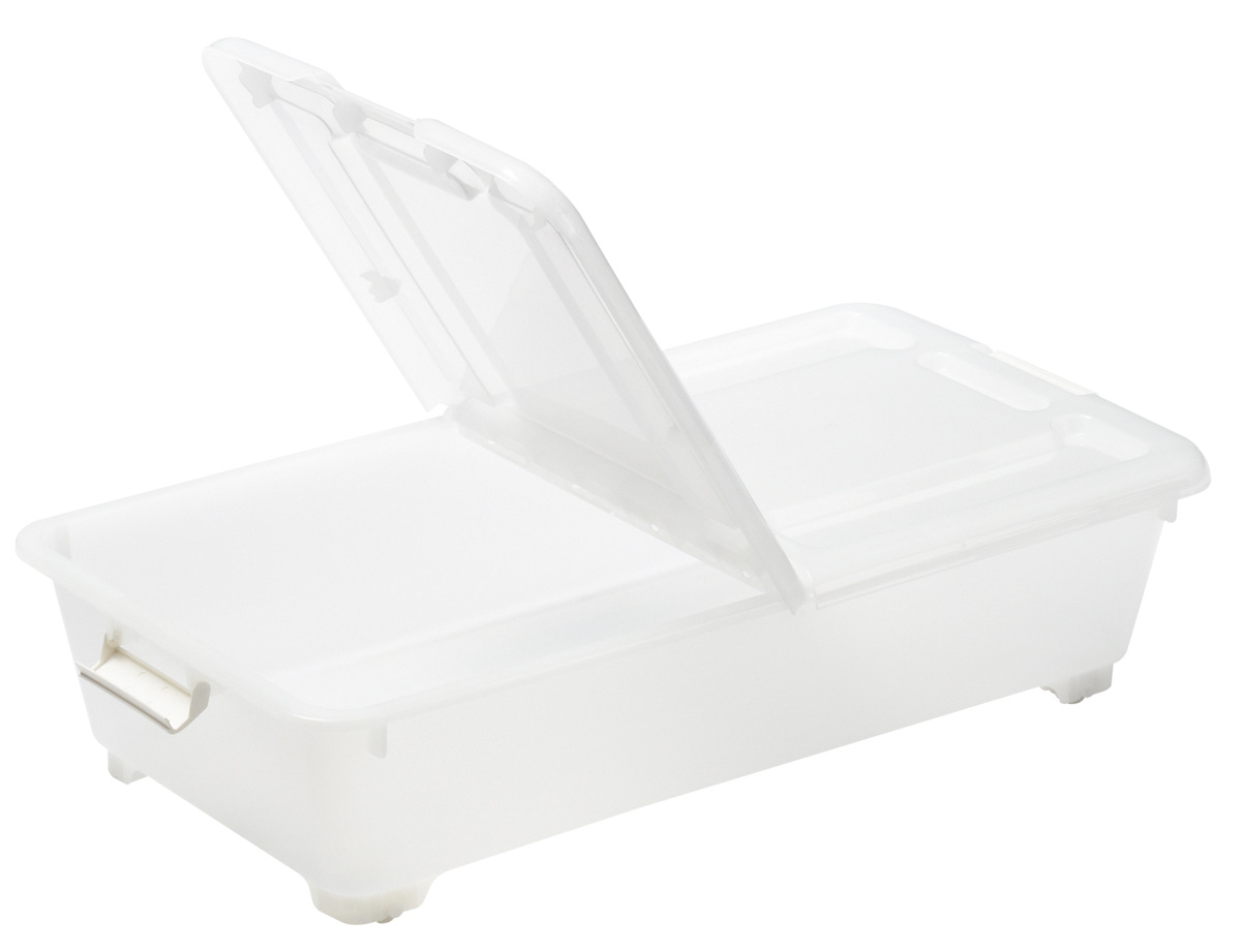 収納ケース ベッド下 収納BOX スモーク 幅40×奥行75×高さ18cm コロ付き ( 収納ボックス 縦置き 横置き プラスチック製 ベッド下収納 フタ付き 浅型 収納 衣類収納 キャスター付き 衣装ケース 押し入れ 押し入れ収納 ) 【ブラウン】 ブラウン