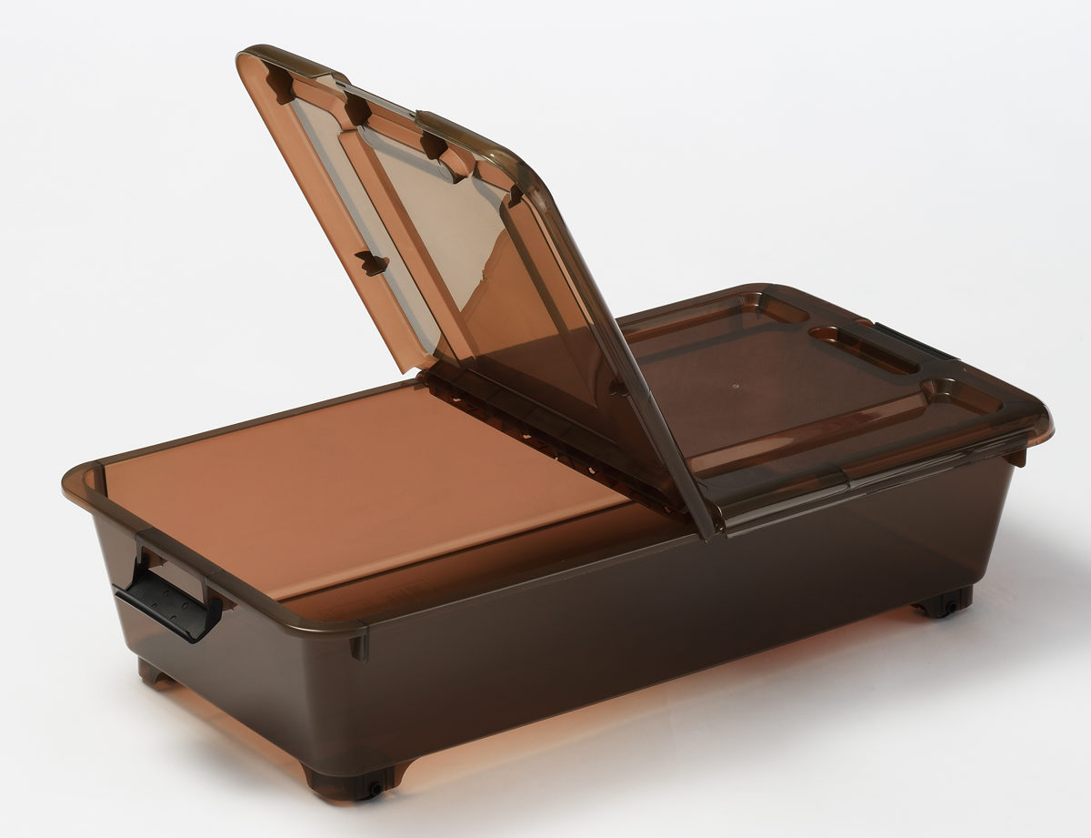 収納ケース ベッド下 収納BOX スモーク 幅40×奥行75×高さ18cm コロ付き ( 収納ボックス 縦置き 横置き プラスチック製 ベッド下収納 フタ付き 浅型 収納 衣類収納 キャスター付き 衣装ケース 押し入れ 押し入れ収納 ) 【ブラウン】 ブラウン