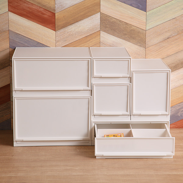 収納ケース ナチュラ クリアモジュール スリムL 幅18.8×奥行35.5×高さ25cm 同色6個セット ( 収納 収納ボックス 引き出し プラスチック 仕切り DVD 小物 BOX クリア 白 黒 スタッキング キッチン ランドリー ) 【ホワイト】 ホワイト