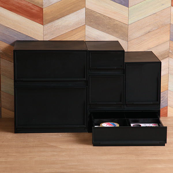 収納ケース ナチュラ クリアモジュール スリムL 幅18.8×奥行35.5×高さ25cm 同色6個セット ( 収納 収納ボックス 引き出し プラスチック 仕切り DVD 小物 BOX クリア 白 黒 スタッキング キッチン ランドリー ) 【ホワイト】 ホワイト