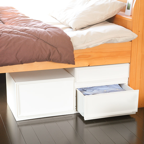 収納ケース ナチュラ クリアモジュール スリムL 幅18.8×奥行35.5×高さ25cm 同色6個セット ( 収納 収納ボックス 引き出し プラスチック 仕切り DVD 小物 BOX クリア 白 黒 スタッキング キッチン ランドリー ) 【ホワイト】 ホワイト