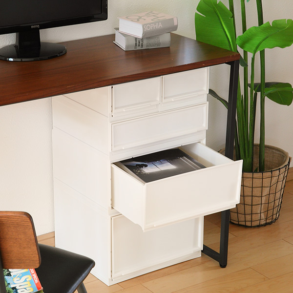 収納ケース ナチュラ クリアモジュール スリムL 幅18.8×奥行35.5×高さ25cm 同色6個セット ( 収納 収納ボックス 引き出し プラスチック 仕切り DVD 小物 BOX クリア 白 黒 スタッキング キッチン ランドリー ) 【ホワイト】 ホワイト