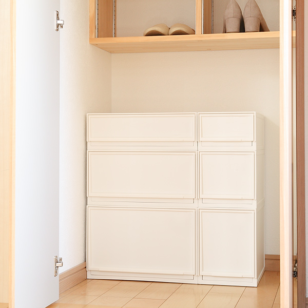 収納ケース ナチュラ クリアモジュール スリムL 幅18.8×奥行35.5×高さ25cm 同色6個セット ( 収納 収納ボックス 引き出し プラスチック 仕切り DVD 小物 BOX クリア 白 黒 スタッキング キッチン ランドリー ) 【ホワイト】 ホワイト