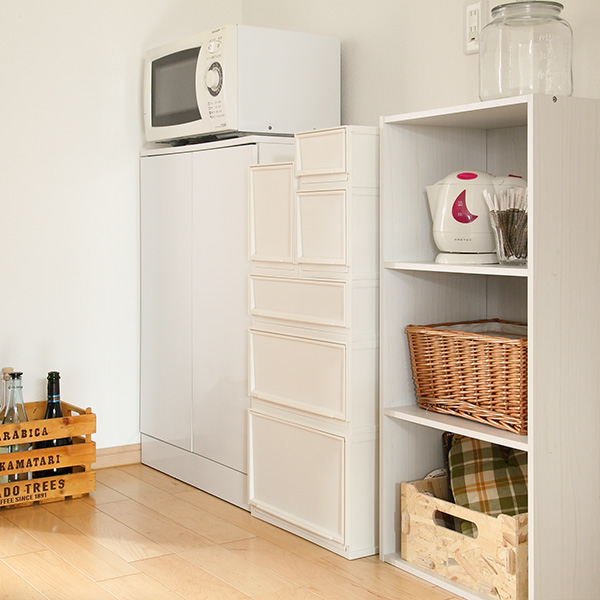 収納ケース ナチュラ クリアモジュール スリムL 幅18.8×奥行35.5×高さ25cm 同色6個セット ( 収納 収納ボックス 引き出し プラスチック 仕切り DVD 小物 BOX クリア 白 黒 スタッキング キッチン ランドリー ) 【ホワイト】 ホワイト