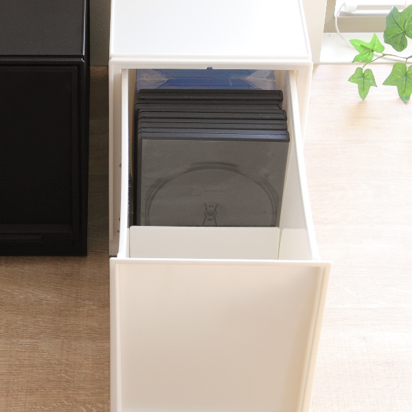 収納ケース ナチュラ クリアモジュール スリムL 幅18.8×奥行35.5×高さ25cm 同色6個セット ( 収納 収納ボックス 引き出し プラスチック 仕切り DVD 小物 BOX クリア 白 黒 スタッキング キッチン ランドリー ) 【ホワイト】 ホワイト